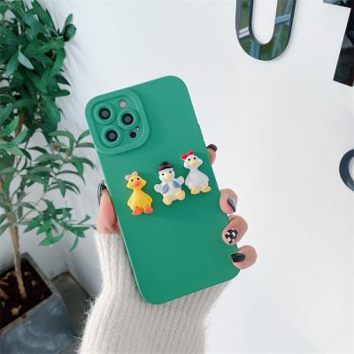 China Beautiful 3D Duck Solid Color Matte Straight Edge Shockproof Mobile Cover For Oppo Reno7 Pro Shockproof Phone Case for sale