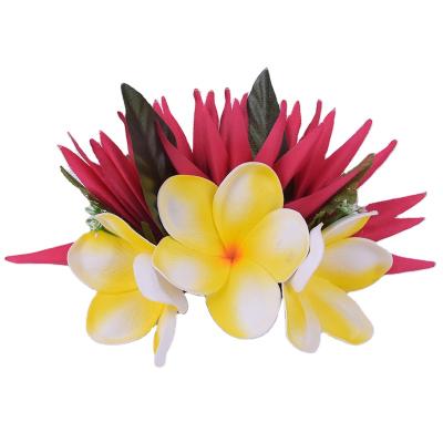 China Factory Supplier HC0034 7Colors Ethnic Wholesale Bird Artificial Silk Hawaiian Plumeria Women Foam Flowers Hair Clips Of Paradise for sale