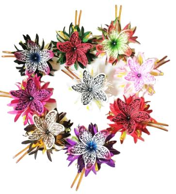 China Hair Accessories Wholesales Color 15CM Foam Tiara Hair Stick W Velvet Spide Lily Hawaii Flower Hula Girl Hair Comb From Factory Supplier HC00068 10 for sale