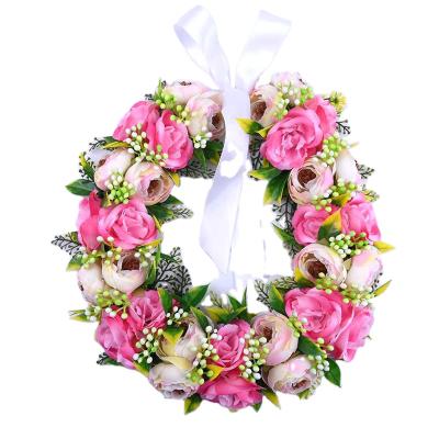 China Wholesale Lady Festival Performance Leis of artificial silk necklace Rose Short Lei Hawaii Women from festival performance decoration factory supplier HL00020A-2 64CM for sale