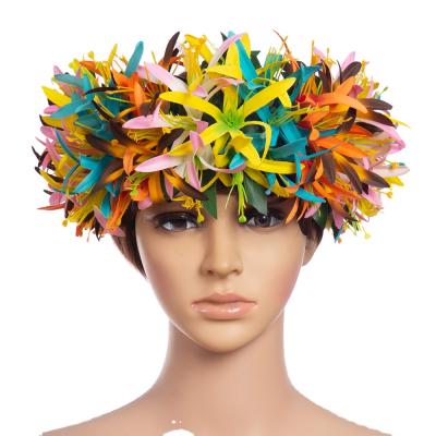 China Party Tropical Style Velvet Artificial Spider Lily Flower Headband Hawaiian Haku For Luau Party for sale