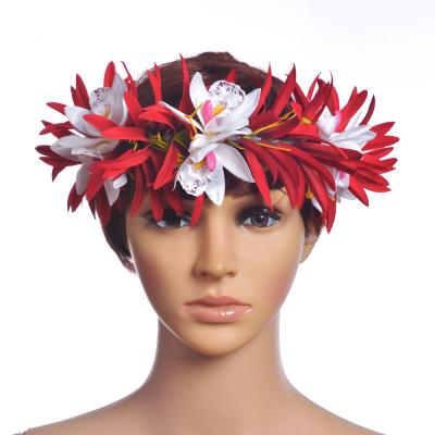 China Hawaii Aloha Elastic Women Fashion Factory Supplier HL00006 50CM Artificial Silk Spider Lily&Orchid Flower Headband Headband Accessories for sale