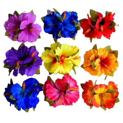 China Decoration USA FREE SHIPPING Factory Supplier Wholesale HC00039 10 Colors Hawaiian Artificial Silk Hibiscus Flower Hair Clip for sale