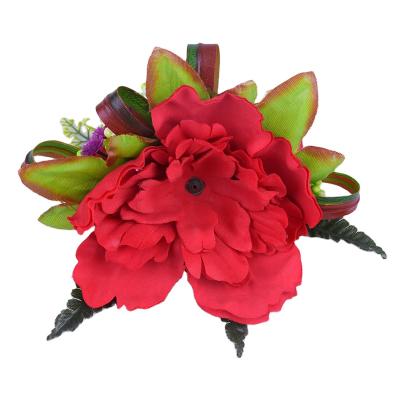 China HC00022 17CM 4Colors Wholesale Women's Wholesale Women's Artificial Silk Rose Hair Clip Hawaii Party Hair Accessories Factory Main Decoration for sale