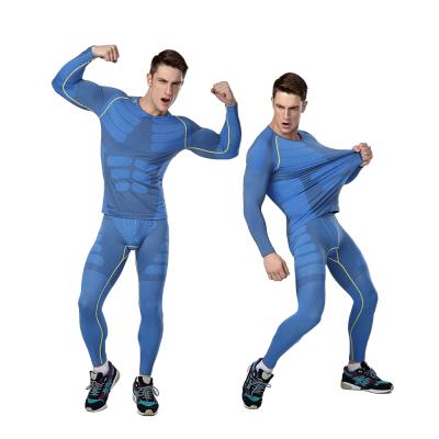 China 2021 Men's Breathable Underwear Set Gaiters Solid Color Suit Compress Fitness Men's Seamless Set Along for sale