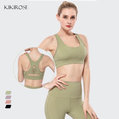 China 2021 OEM Hign Cotton Seamless Sports Bra Yoga Strappy Custom Adjustable Anti-Static Comfortable Impact for sale