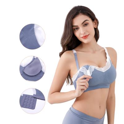 China 2021 Breathable Pregnant Nursing Bra Breastfeeding Elastic Support Maternity Bra Nursing Comfortable Cotton Feeding Bra for sale