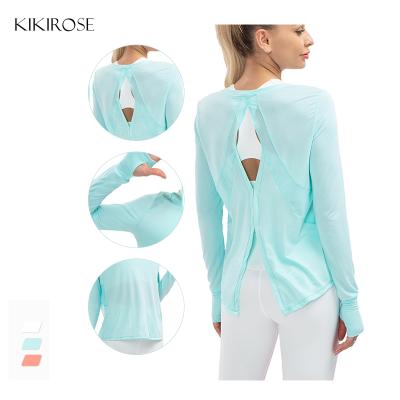 China 2021 OEM Custom Anti-Static Quick Dry Long Sleeved Sports Yoga Crop Training Top for sale