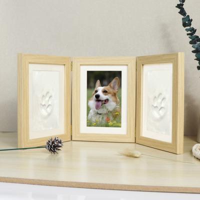 China Simple Cat Dog Personalized Pet Memorial Picture Frames With Paw Prints Left Wood Photo Poem Gift For Loss Correa for sale