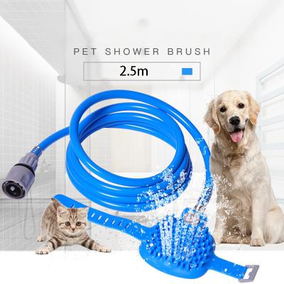 China Multifunctional Stocked Dog Massage Brush Dog Shower Hose Massage Sprayer With Bathing Brush for sale