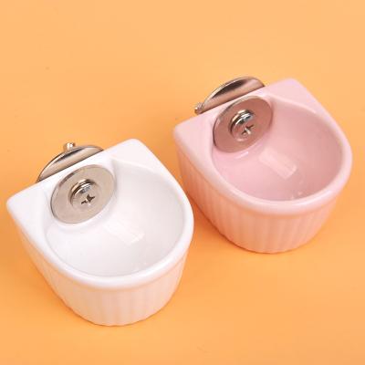 China Hamster Bowl Ceramic Hamster Rabbit Bird Food Fixable Anti-tipping Bowl for sale