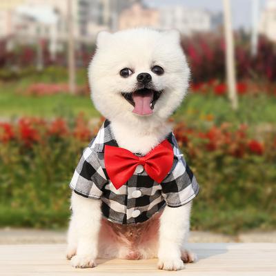 China Wholesale Stocked Luxury Large Dog Clothes Pet Apparel Dogs Shirt Bowknot Plaid Shirt XS-4XL for sale