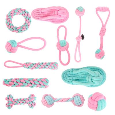 China Eco-Friendly Cotton Cheap Rubber Rope Ball Squeaky Dog Stocked Toy Custom 12 Packs Set Dog Chew Toy for sale