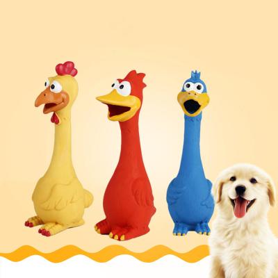 China Wholesale Stocked Dog Toy Bite Resistant Latex Pet Screming Chicken Dog Squeaky Toys for sale