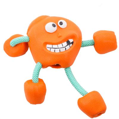 China Funny Interactive Dog Toy Stored Non-Toxic Rubber Dogs Smell Fruit Teeth Cleaning Grinding Rope Chewing Toys for sale