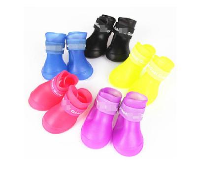 China Stocked Colorful Waterproof Dog Shoes Cheap Anti-slip Comfortable Pet Rain Shoes Dog Rubber Boots Waterproof Dog Shoes for sale