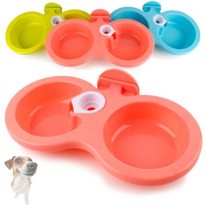 China Durable Luxury Dog Cage Bowl Dog Hanging Removable Durable Roll Water Fountain Food Feeder Pet Bowls for sale