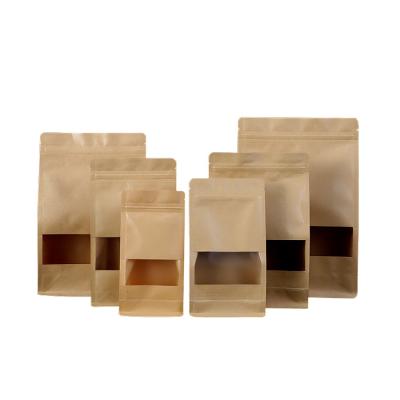 China Brown Stand Up Reusable Cheap Food Grade Package Kraft Paper Bag With Zipper for sale