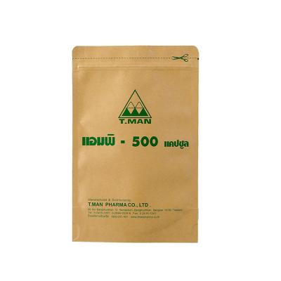 China Durable Stand Up Resealable Ziplock Food Storage Kraft Paper Bag With Custom Printed Logo for sale