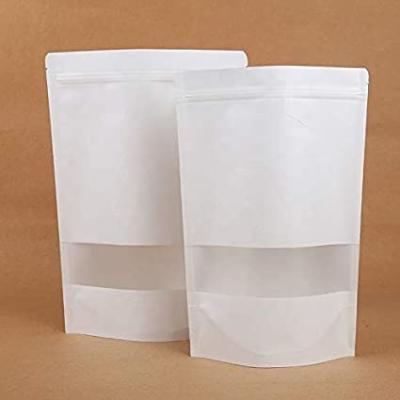 China Doypack Stand Up zip Lock Durable White Food Grade Kraft Paper Bag For Restaurant Grocery for sale