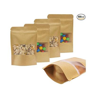 China IN Stock Stand Up Zip Lock Food Grade Smellproof Food Packing Multi Size Wholesale Kraft Paper Bag for sale