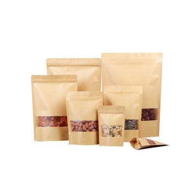 China Factory Supply In Stock Brown Stand Up Zip Lock Smellproof Food Grade storage Kraft Paper Bag for sale