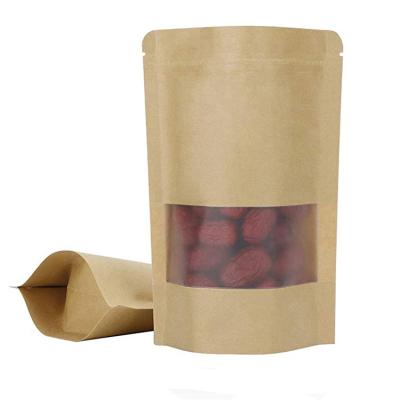 China Brown Resealable Zip Lock Doypack Recycle Kraft Paper Bag, Wholesale Food packing Kraft Paper Bag With zipper for sale