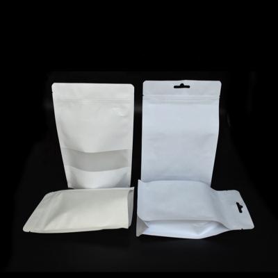 China Hot Selling Resealabl white Stand Up Zipper Ziplock Aluminum foil Heat Sealable Food Bag With Clean Windows for sale