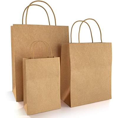 China Promotion Kraft Brown Bulk Paper Bags With Handles,In Stock Wholesale Kraft Shopping Paper Bag for sale