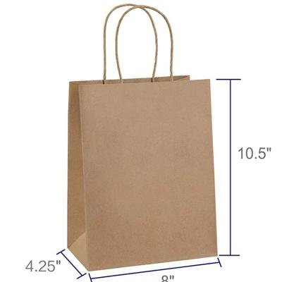 China Brown Custom Printed Logo Reusable Shopping Gift Package Kraft Paper Bag With Handles for sale