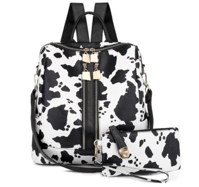 China Waterproof Women Fashion Backpack Purse Black Cow Design Leather Universal Backpack Convertible Shoulder Bag Backpacks With Strap for sale