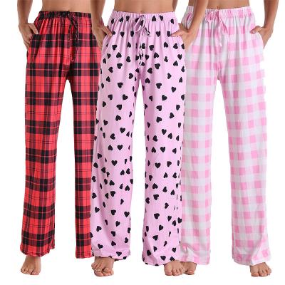 China Wholesale High Quality Soft Women's Sleepwear Lounge Plaid Wide Leg Pajama Pants QUICK DRY For Women for sale