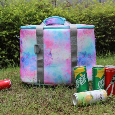 China Personalized Travel Insulated Cooler Large Adjustable Tie Dye Picnic Cooler Bag Shoulder Strap Insulated Lunch Bag For Men And Women for sale