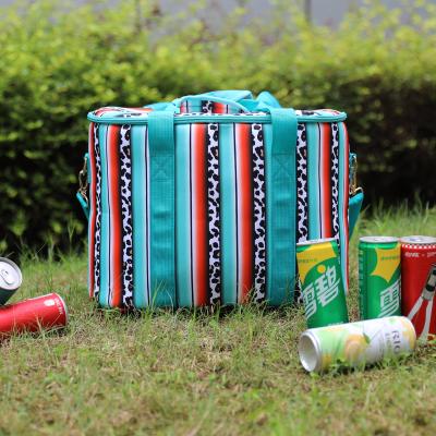 China Summer Mint Serape Beer Seltzer Durable Insulated Portable Insulated Wine Packing Tote Bag Reusable Cooler Bag For Outdoor for sale