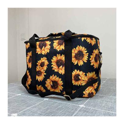 China Personalized Large Adjustable Travel Cooler Bag Sunflower Picnic Cooler Bag Shoulder Strap Insulated Lunch Bag For Men And Women for sale