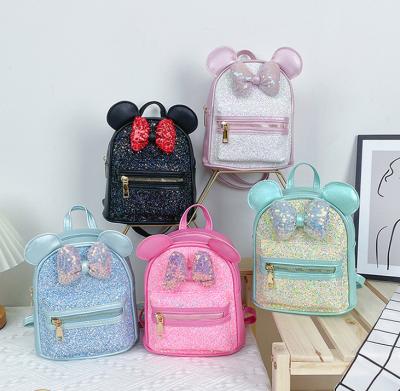 China Anti-theft Toddler Multicolor Sequins Fashion Kids Backpack Mini Schoolbag Cartoon Mouse Bowknot Children School Bags for sale