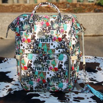 China Floral Drunk Backpack Large Capacity Mommy Bag Travel Diaper Bag Water Resistant Multifunction Western Drunk Baby Backpack Custom Made for sale