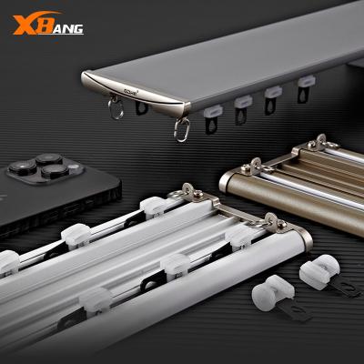 China Contemporary Household Curtain Track Double layer Bedroom Living Room Smooth Silent Simple Easy Installation Curtain Metal Rails for sale