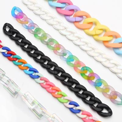 China Hiphop Amazon top selling accessories diy multi plastic acrylic matte resin bag chain necklace fashion color plastic chain for sale