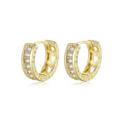 China TRENDY 18k Gold Plated Shiny CZ Hoop Earrings Statement Geometric Earrings Wholesale for sale