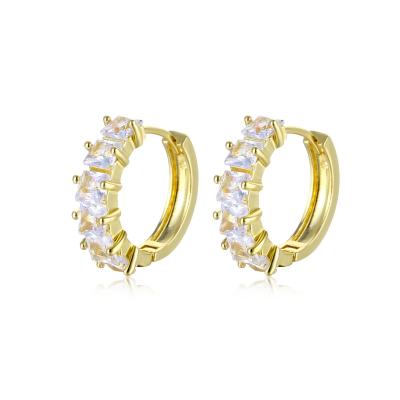 China 18K Gold Plated Shiny CZ Zircon Circle Circle Stud Earrings Wholesale Trendy Shiny Stud Earrings For Women Geometric Statement Earrings for sale