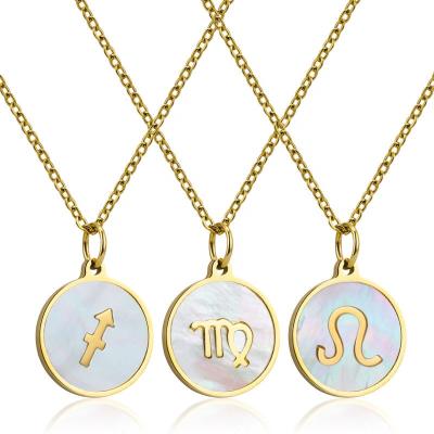 China Office/Career New Fashion 18K Gold Plated Jewelry Stainless Steel Zodiac Necklace For Factory Wholesale for sale