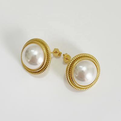 China TRENDY Natural Freshwater Baroque Pearl Sterling Silver Simple Fashion Gold Plated Earrings Jewelry For Women for sale