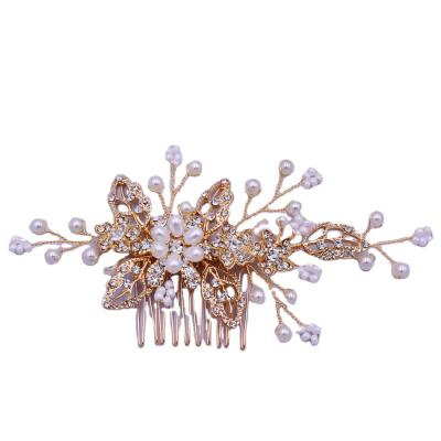 China Bulk Manual Environmental Material Flower Hair Comb Crystal Decorative Crystal Bridal Hair Comb for sale