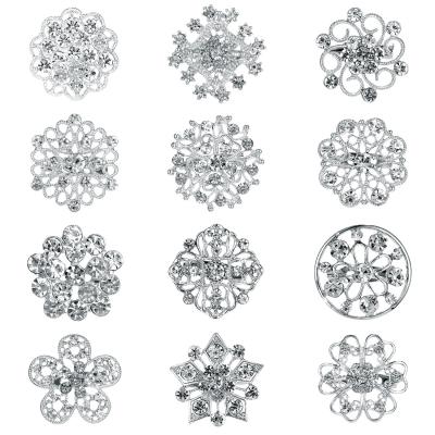 China Wholesale New Pattern Rhinestone Elegant Wedding Bridal Invitation Brooch Hairpin Loose Crystal Brooch for sale