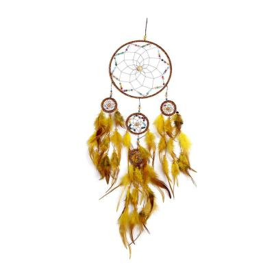 China Feather Indian Handmade Native American Circular Dreamcatcher Net For Car Kids Bed Room Wall Hanging Dream Catchers for sale