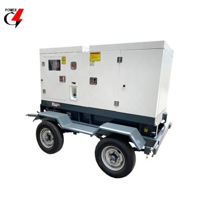 China 12kw/12kw/15kva easy move 4wheels mounted trailer supplement generator genset portable silent diesel stand attachment 8 hours keep running for sale