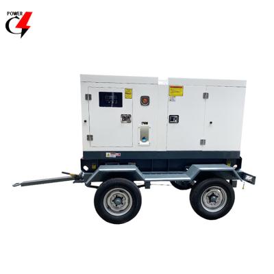 China top selling mobile mounted trailer for 100kw/100kw/125kva super silent water cooled three phase diesel generator with truck hitch 8 hours keep running for sale