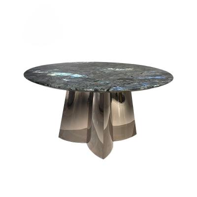 China Other 2021 Hot Home Furniture Luxury Dining Table Designs Stainless Steel Base Marble Dining Table for sale