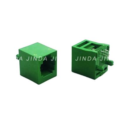 China JINDA 8p8c rj45 modular pcb mount jack green without lightweight ethernet rj45 connector for sale